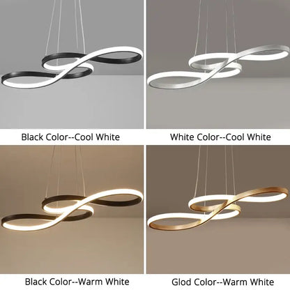 Modern infinity loop gold led pendant light dining room