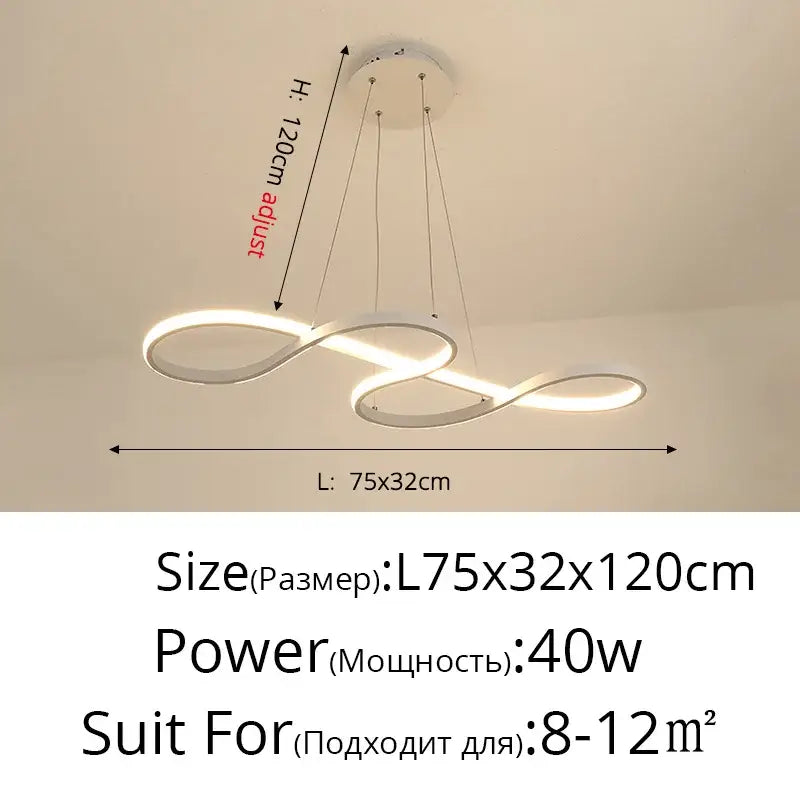 Modern infinity loop gold led pendant light dining room