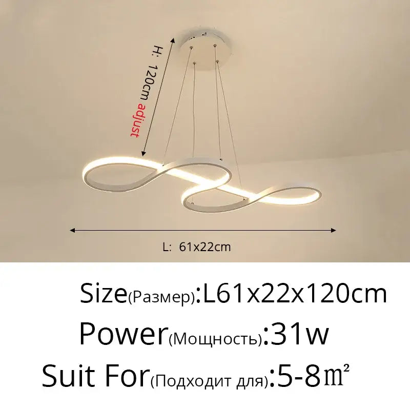 Modern infinity loop gold led pendant light dining room