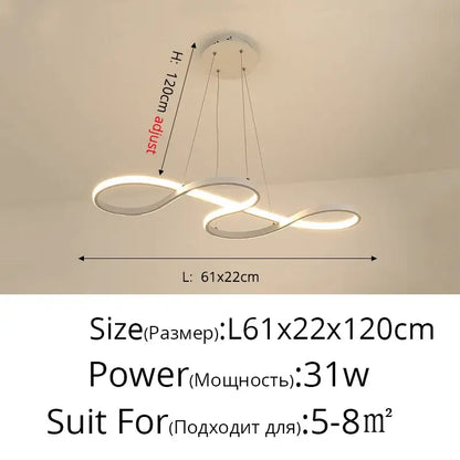Modern infinity loop gold led pendant light dining room