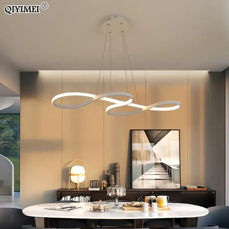 Modern infinity loop gold led pendant light dining room