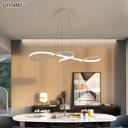 Modern infinity loop gold led pendant light dining room