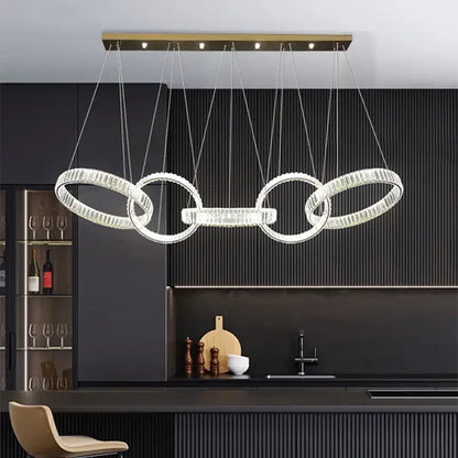 Modern interlocking crystal chandelier pendant light dining room