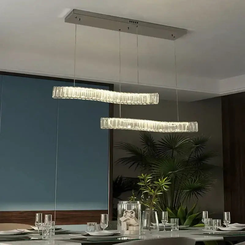 Modern interlocking crystal led ceiling chandelier dining room light
