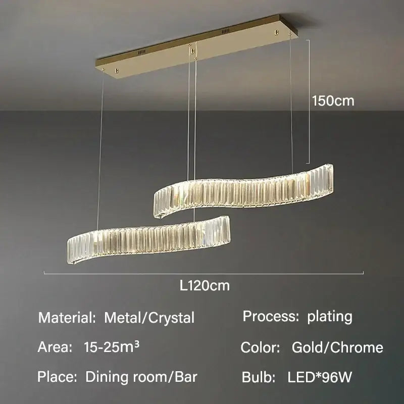 Modern interlocking crystal led ceiling chandelier dining room light