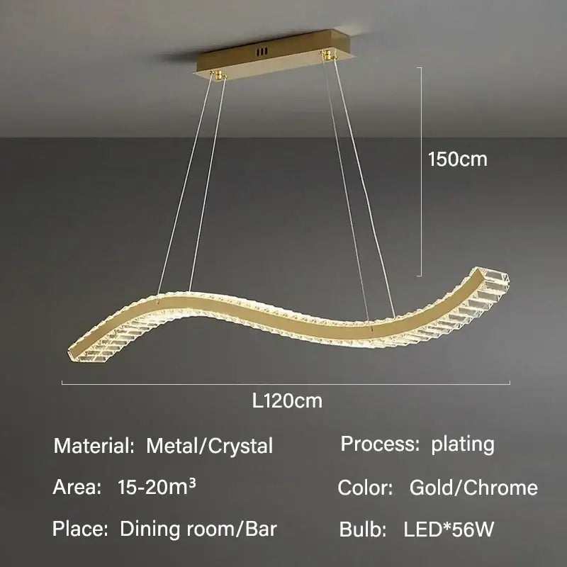 Modern interlocking crystal led ceiling chandelier dining room light