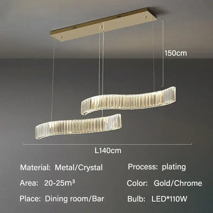 Modern interlocking crystal led ceiling chandelier dining room light