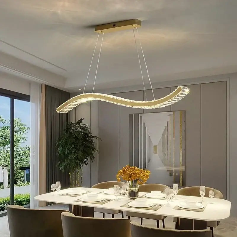 Modern interlocking crystal led ceiling chandelier dining room light