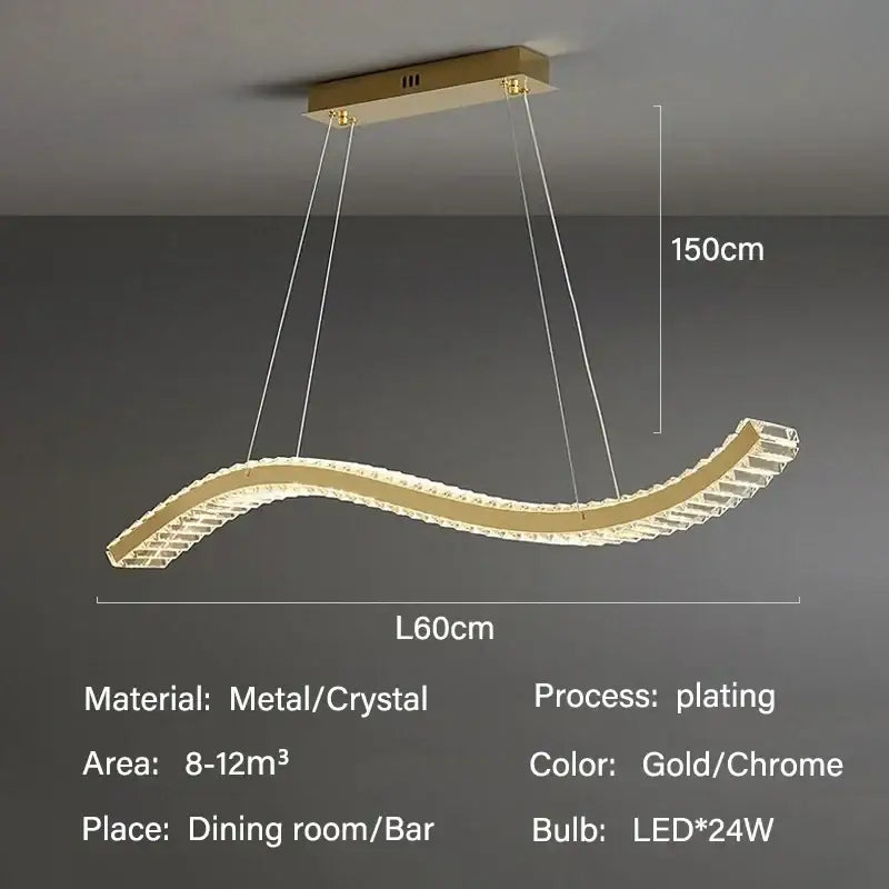 Modern interlocking crystal led ceiling chandelier dining room light