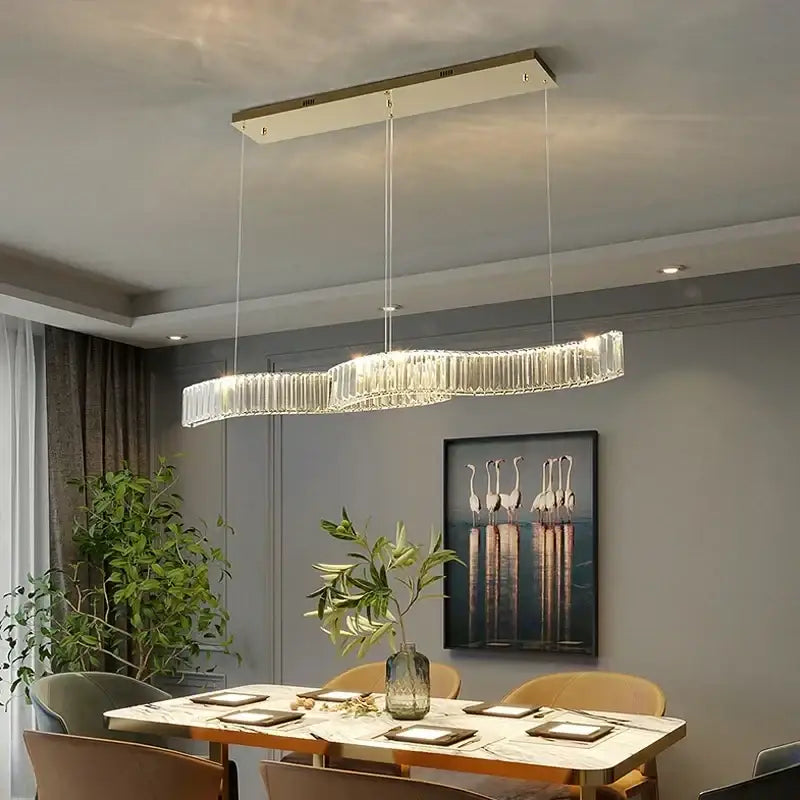 Modern interlocking crystal led ceiling chandelier dining room light