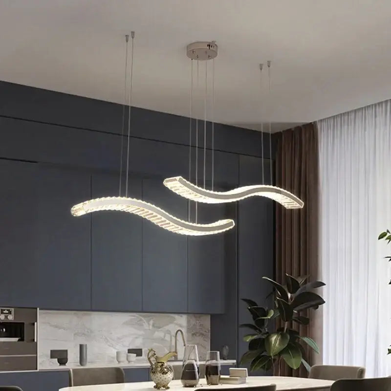 Modern interlocking crystal led ceiling chandelier dining room light