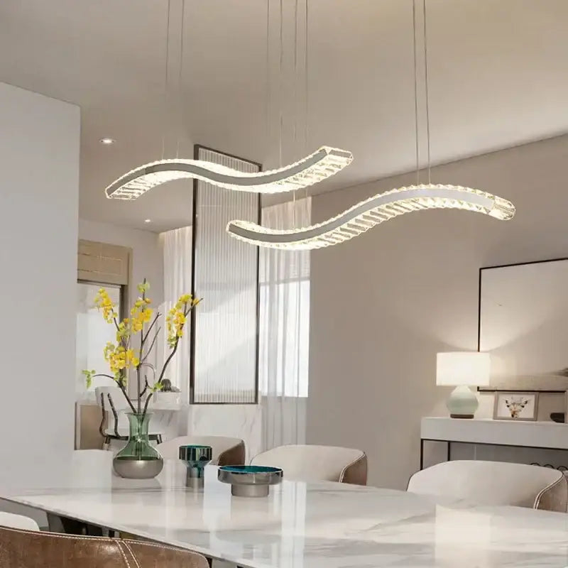 Modern interlocking crystal led ceiling chandelier dining room light