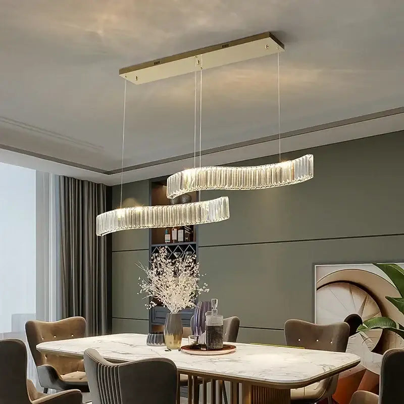 Modern interlocking crystal led ceiling chandelier dining room light