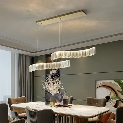 Modern interlocking crystal led ceiling chandelier dining room light