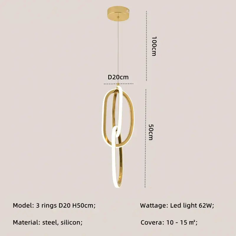 Modern interlocking oval gold wall sconce lighting fixture bedroom