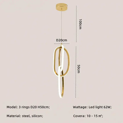 Modern interlocking oval gold wall sconce lighting fixture bedroom
