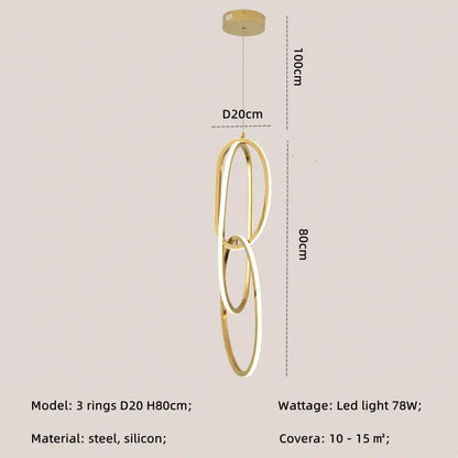 Modern interlocking oval gold wall sconce lighting fixture bedroom