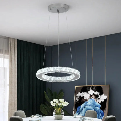 Modern interlocking ring crystal led chandelier living room light