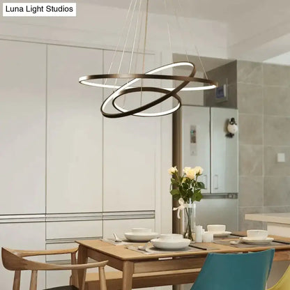 Modern interlocking ring led pendant lights for dining room
