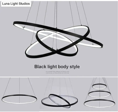 Modern interlocking ring led pendant lights for dining room