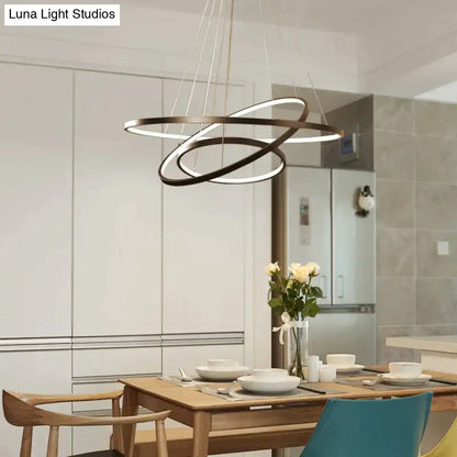 Modern interlocking ring led pendant lights for dining room
