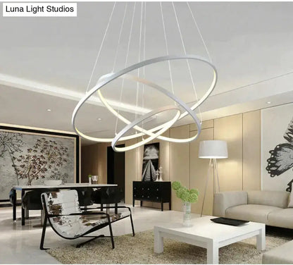 Modern interlocking ring led pendant lights for dining room