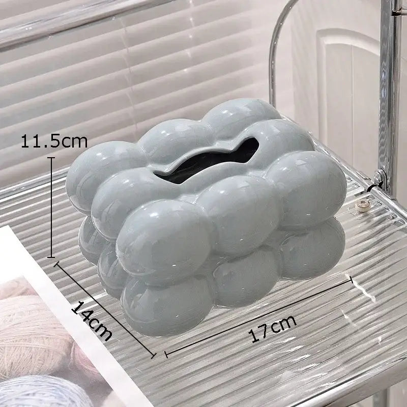 Modern iridescent blue and cream ceramic tissue box bedroom decor