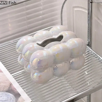 Modern iridescent blue and cream ceramic tissue box bedroom decor