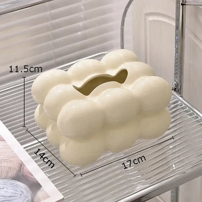 Modern iridescent blue and cream ceramic tissue box bedroom decor