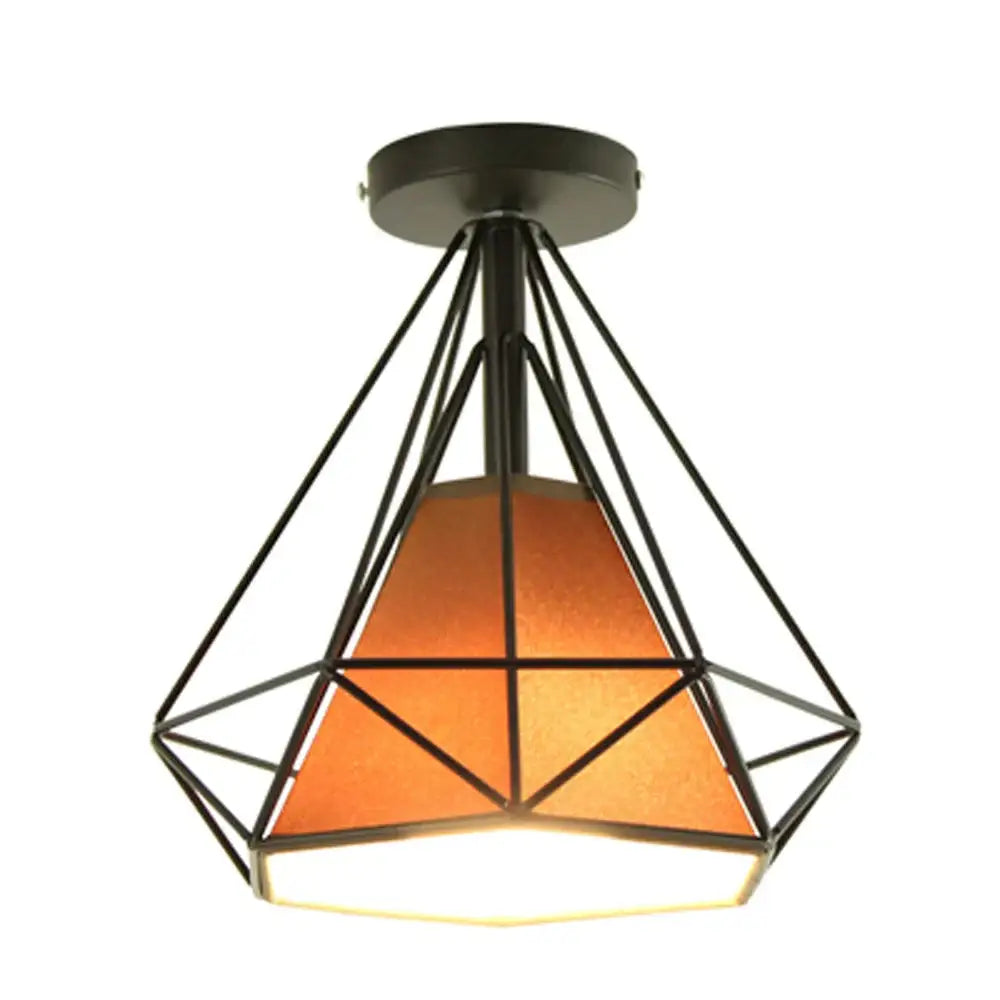Modern iron cage ceiling lamp kitchen geometric light fixture