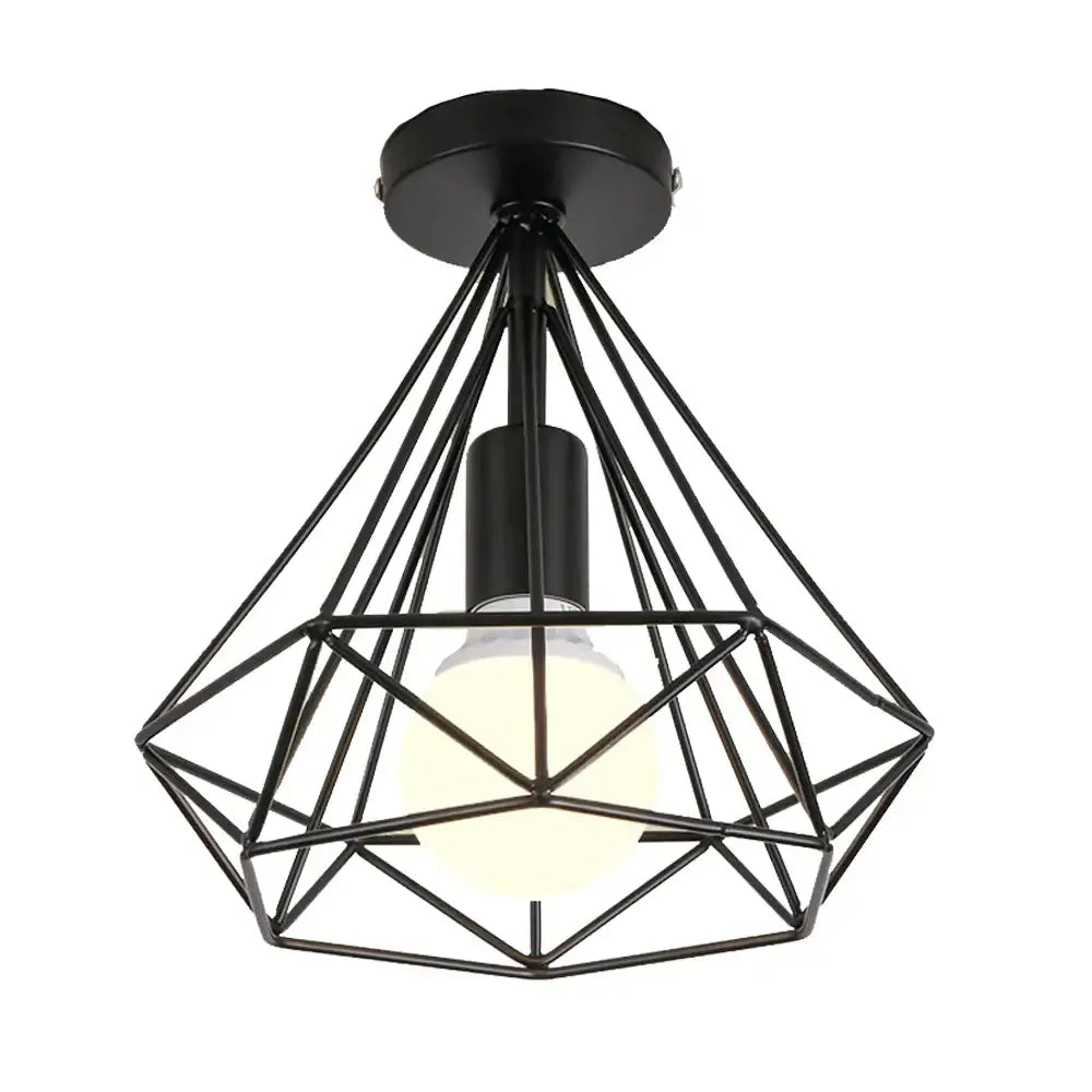Modern iron cage ceiling lamp kitchen geometric light fixture