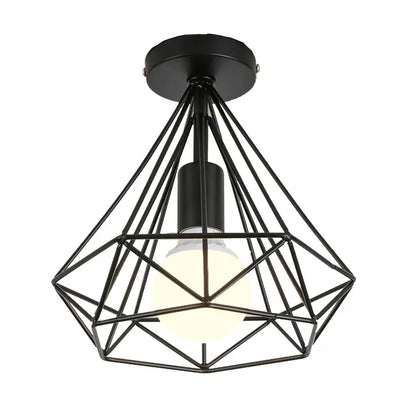 Modern iron cage ceiling lamp kitchen geometric light fixture