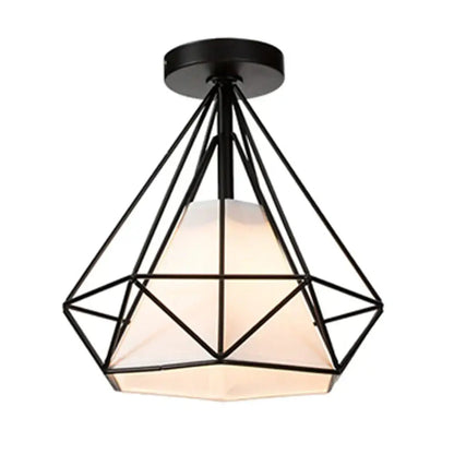 Modern iron cage ceiling lamp kitchen geometric light fixture