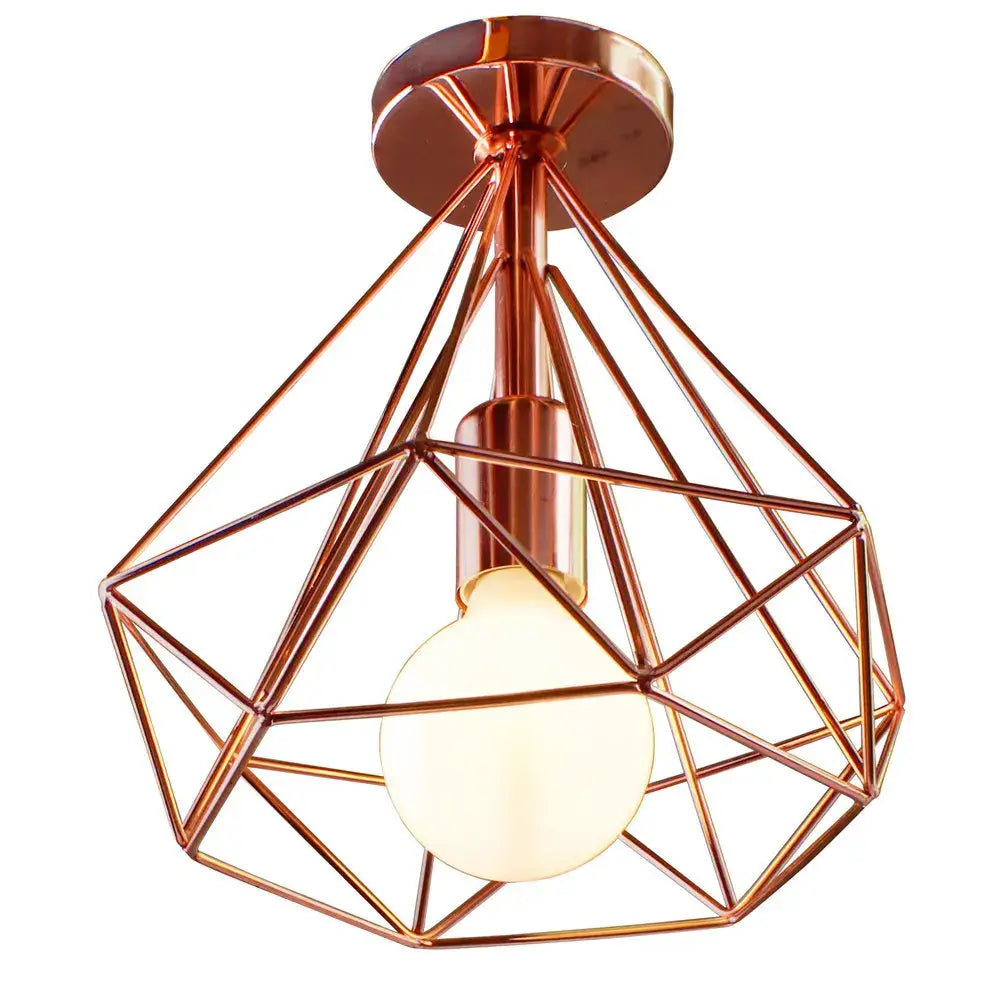 Modern iron cage ceiling lamp kitchen geometric light fixture