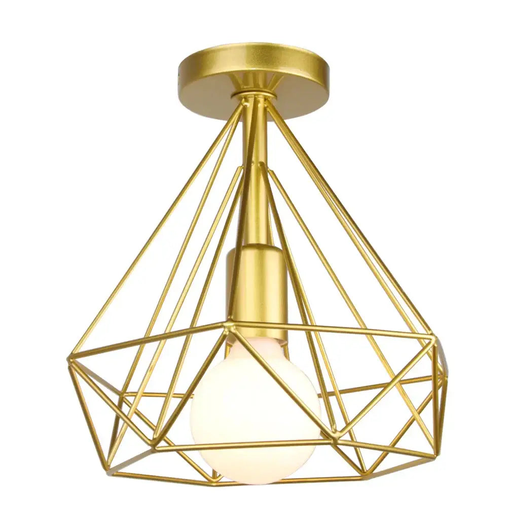 Modern iron cage ceiling lamp kitchen geometric light fixture