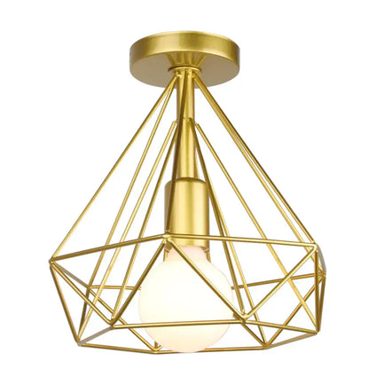 Modern iron cage ceiling lamp kitchen geometric light fixture