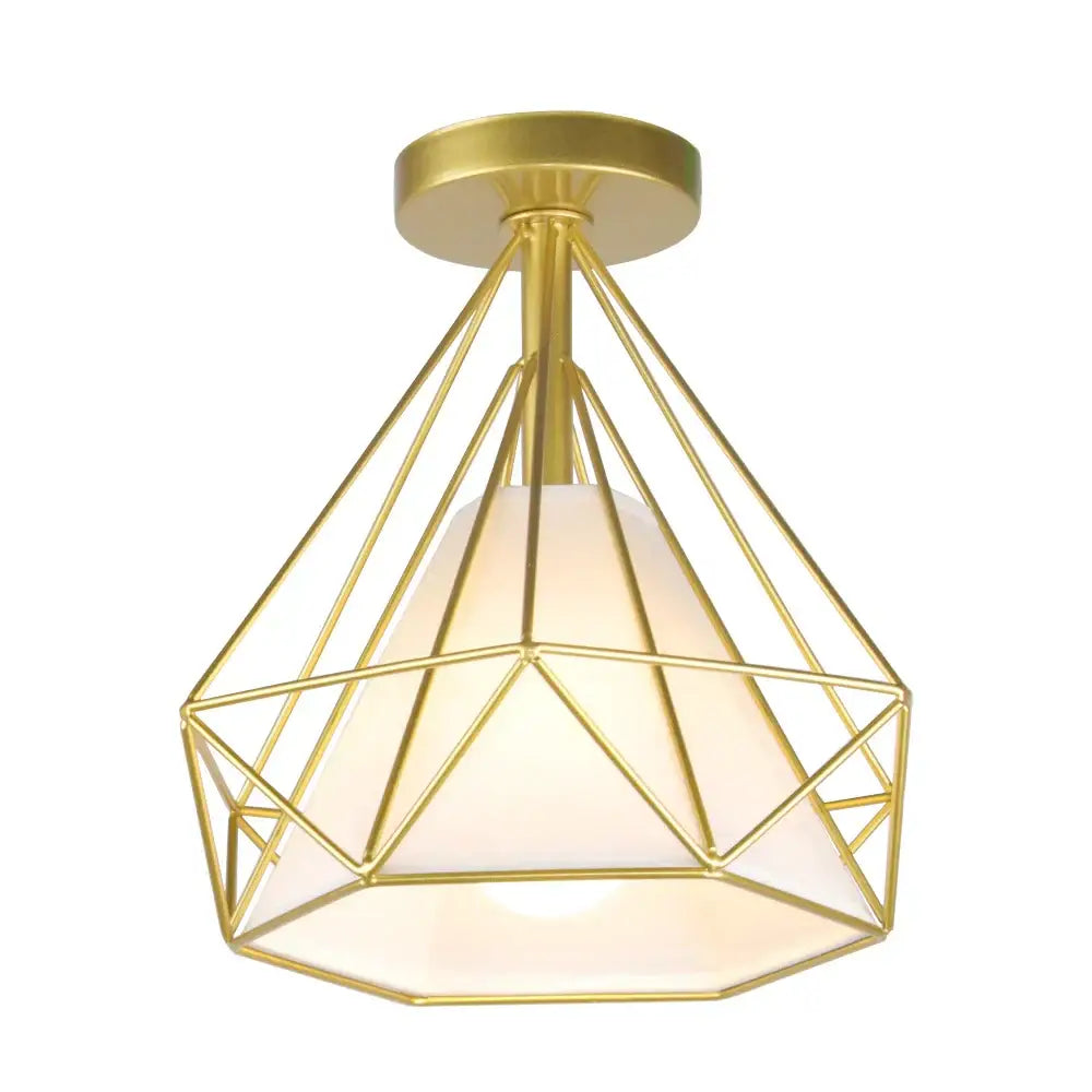 Modern iron cage ceiling lamp kitchen geometric light fixture