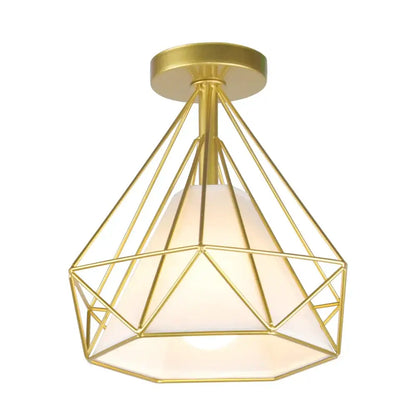 Modern iron cage ceiling lamp kitchen geometric light fixture