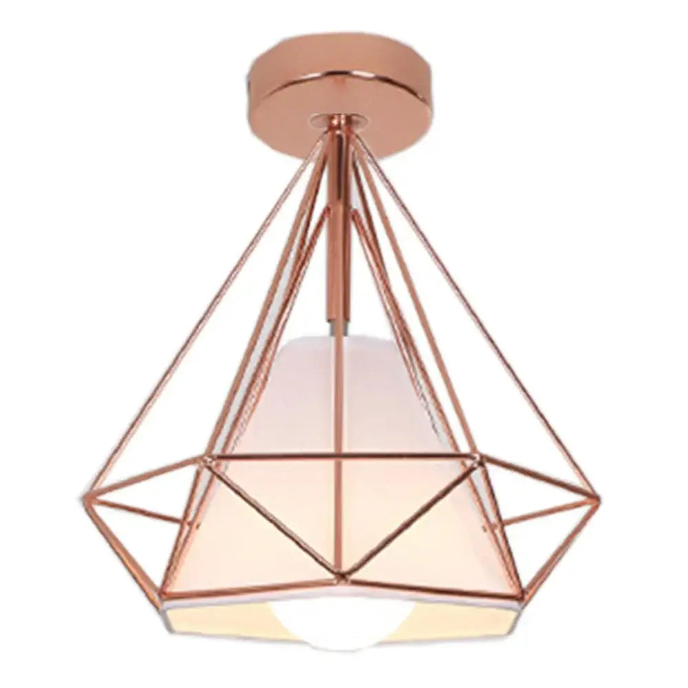 Modern iron cage ceiling lamp kitchen geometric light fixture