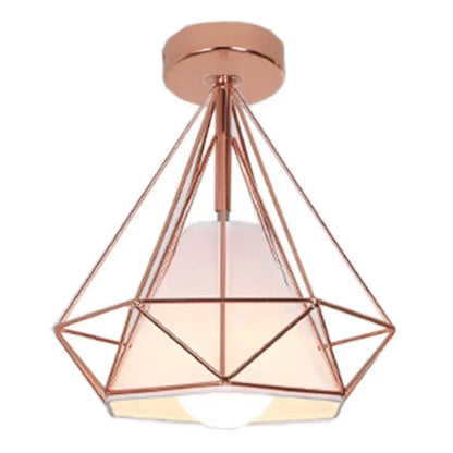 Modern iron cage ceiling lamp kitchen geometric light fixture