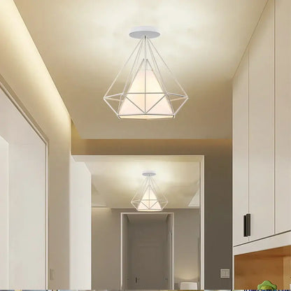 Modern iron cage ceiling lamp kitchen geometric light fixture