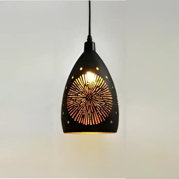 Modern iron cage pendant light – dining room patterned black lamp