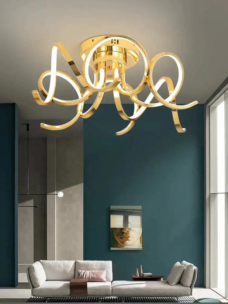 Modern iron crystal golden ring pendant light for bedroom