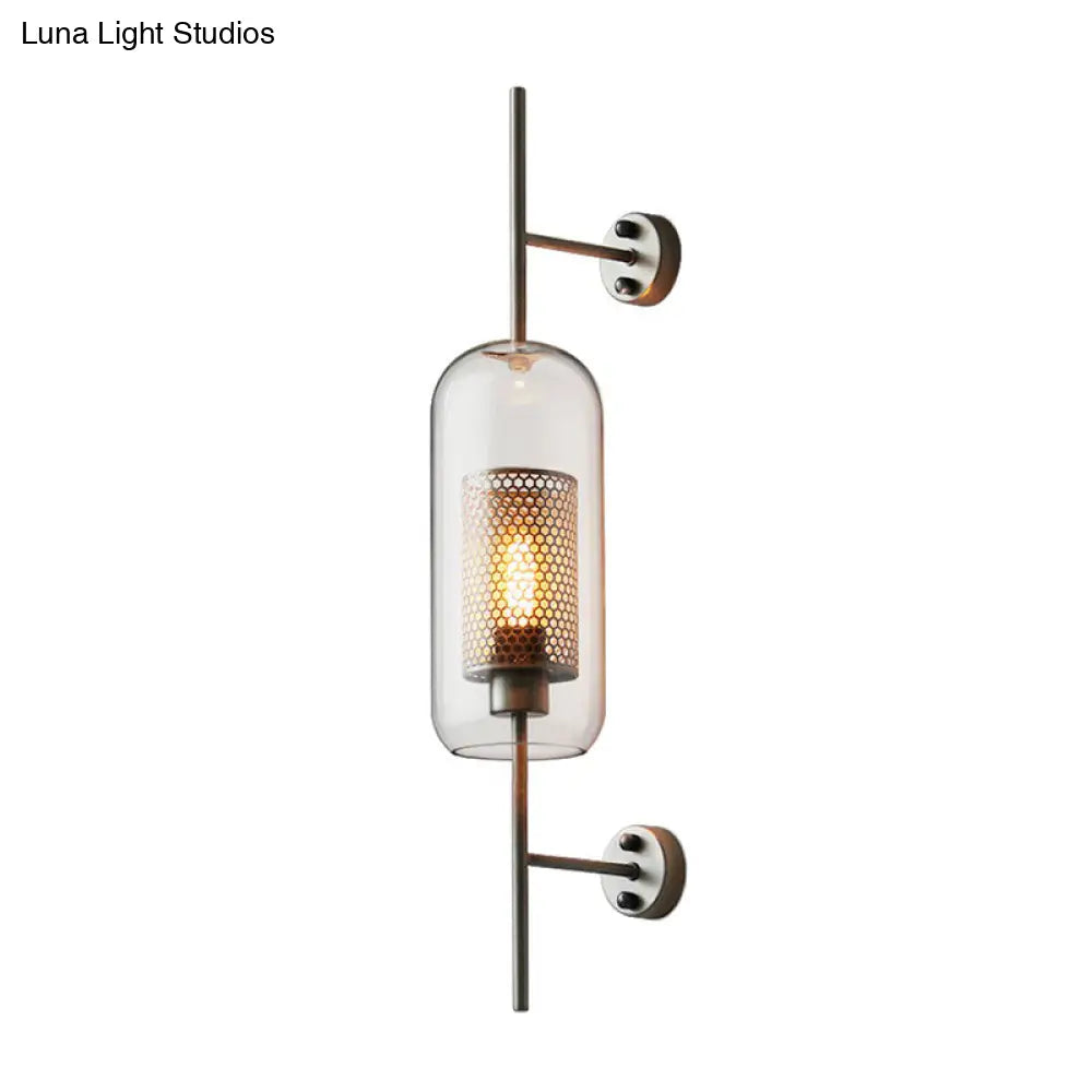 DecorBites™ Modern Iron Mesh Wall Mount Lamp with Clear Glass Shade