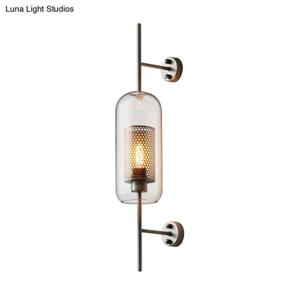 DecorBites™ Modern Iron Mesh Wall Mount Lamp with Clear Glass Shade