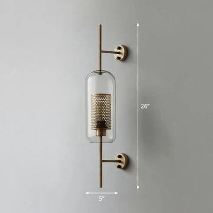 DecorBites™ Modern Iron Mesh Wall Mount Lamp with Clear Glass Shade