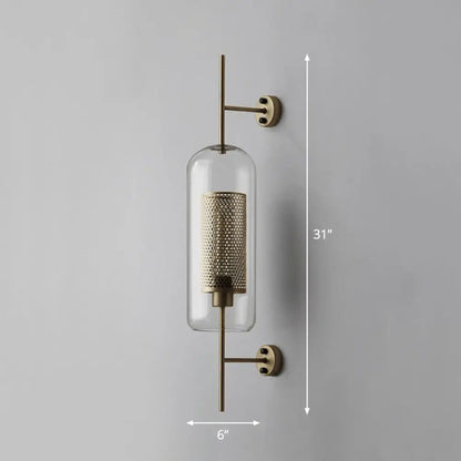 DecorBites™ Modern Iron Mesh Wall Mount Lamp with Clear Glass Shade
