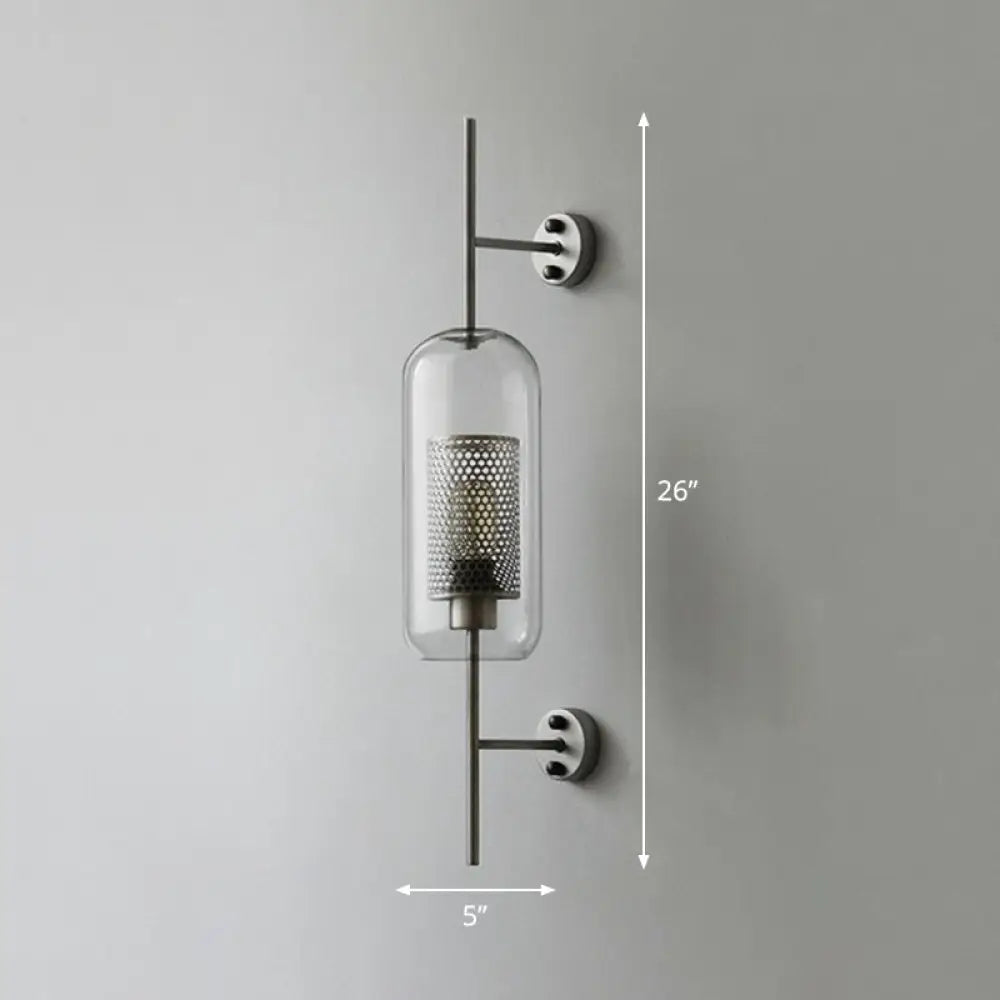 DecorBites™ Modern Iron Mesh Wall Mount Lamp with Clear Glass Shade