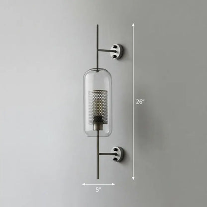 DecorBites™ Modern Iron Mesh Wall Mount Lamp with Clear Glass Shade