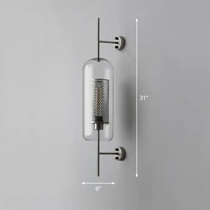 DecorBites™ Modern Iron Mesh Wall Mount Lamp with Clear Glass Shade